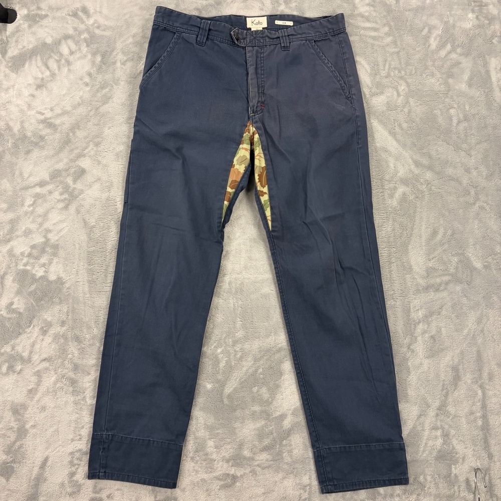 KOTO Chino Pants Mens Size 33x30 Navy Blue Slim fit 100% Cotton Tapered